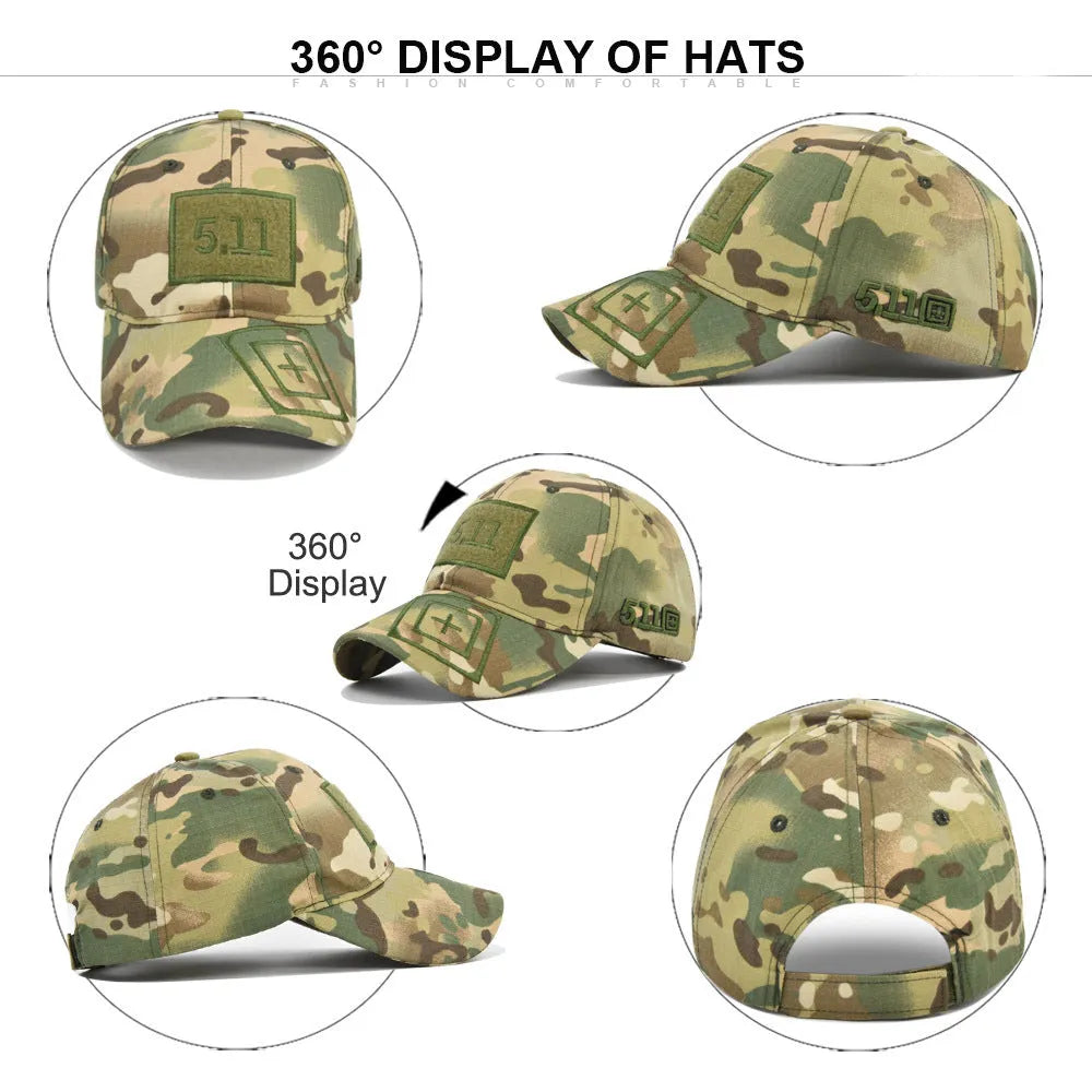 Cotton baseball cap with wide brim and adjustable back, displayed on a neutral background