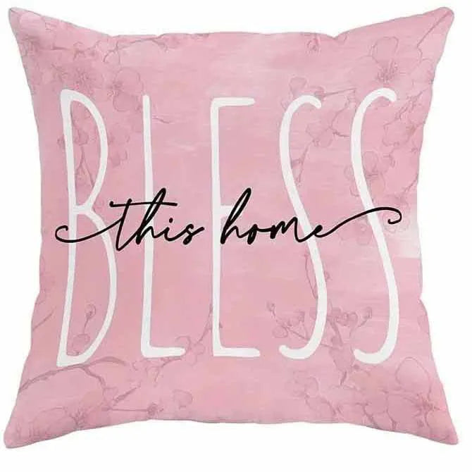 Square short velvet pillow cover with cherry blossom print, 45cm size, shown in one of four colour options.