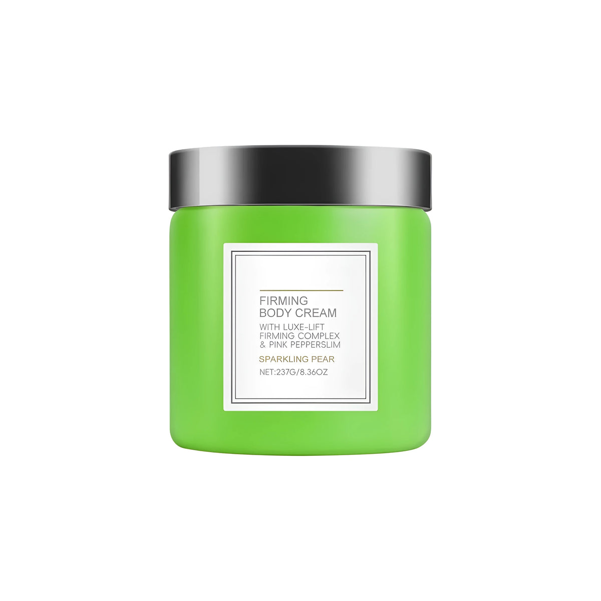 Moisturizing and firming body cream 237g with pepper, pear, and yeast extracts in a white tub