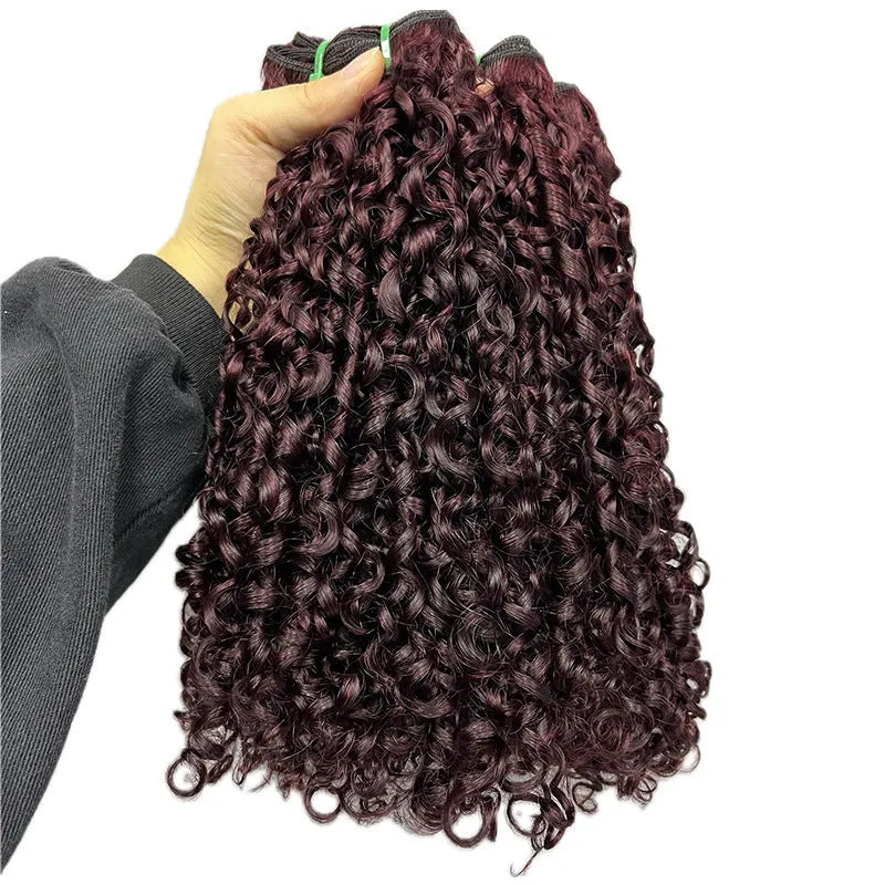 Front lace human hair wig in pissy 06 colour showing natural styling