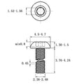 Stainless steel half round head pan head hexagon screw with hexagon drive and whitewash finish