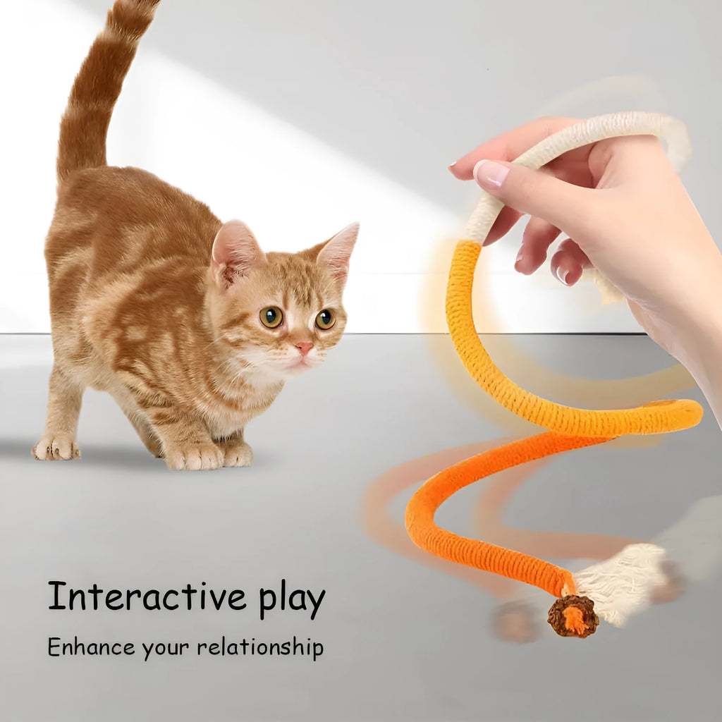 70cm cotton string bite rope cat toy in red with green, orange, or purple colours