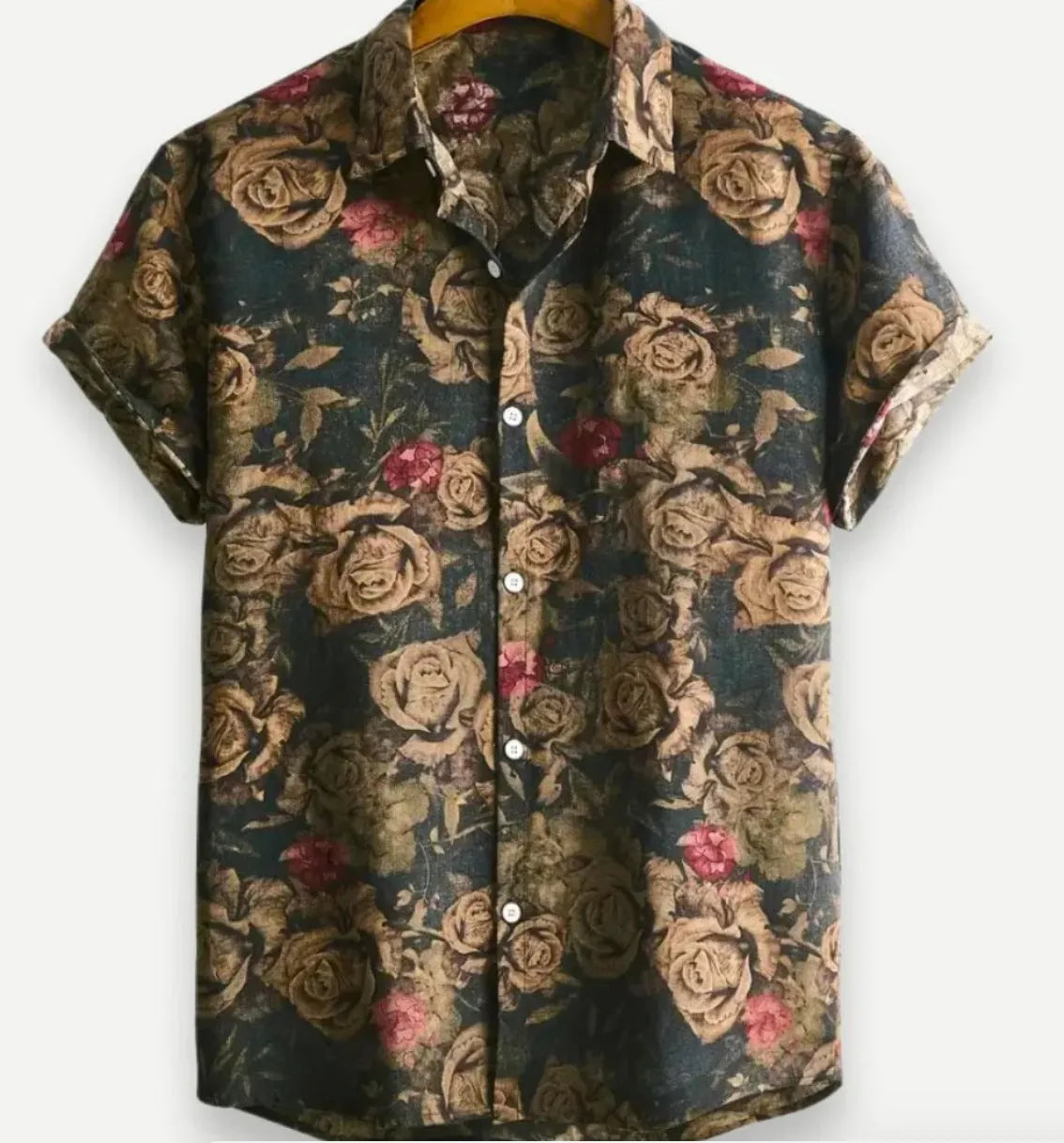 Hawaiian printing lapel short sleeve shirt in floral pattern with polyester fabric and digital print, available in multiple colours