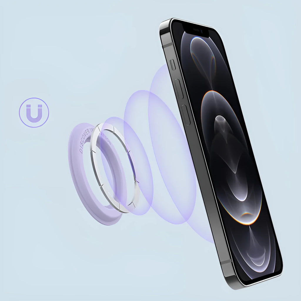 Magnetic ring mobile phone holder in Athens black for Apple Samsung wall and car mount