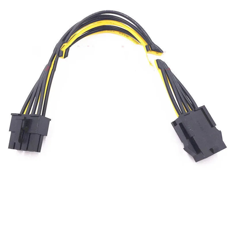 20cm long black 6-pin to 8-pin PCIe graphics card power extension cable on a white background.