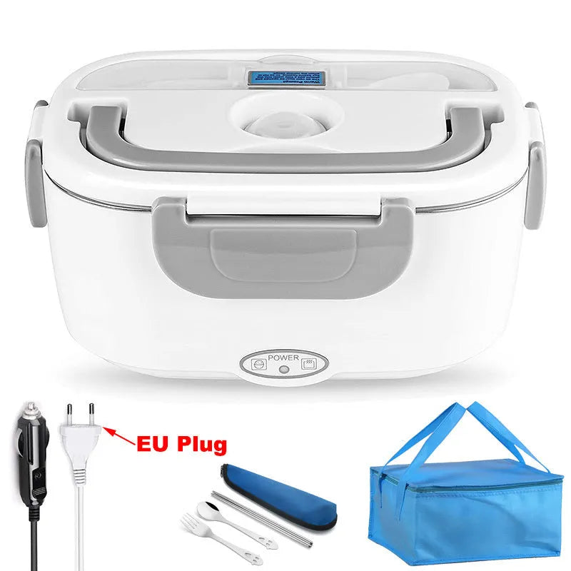 Grey dual-purpose electric lunch box with 1.2 litre capacity for car and home use