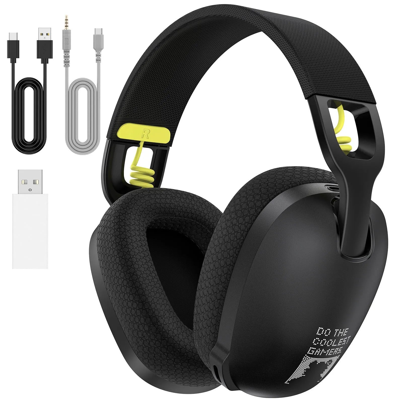 Wireless Bluetooth gaming headset in black colour with head-mounted design and noise reduction features
