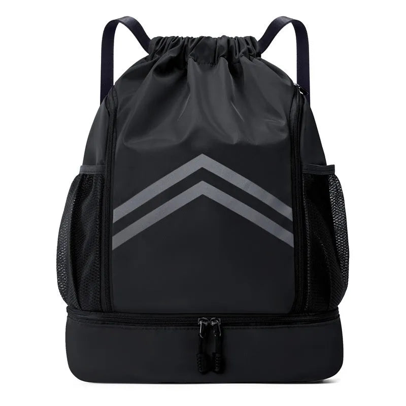 Men's reflective drawstring sports backpack in Oxford cloth for basketball and hiking