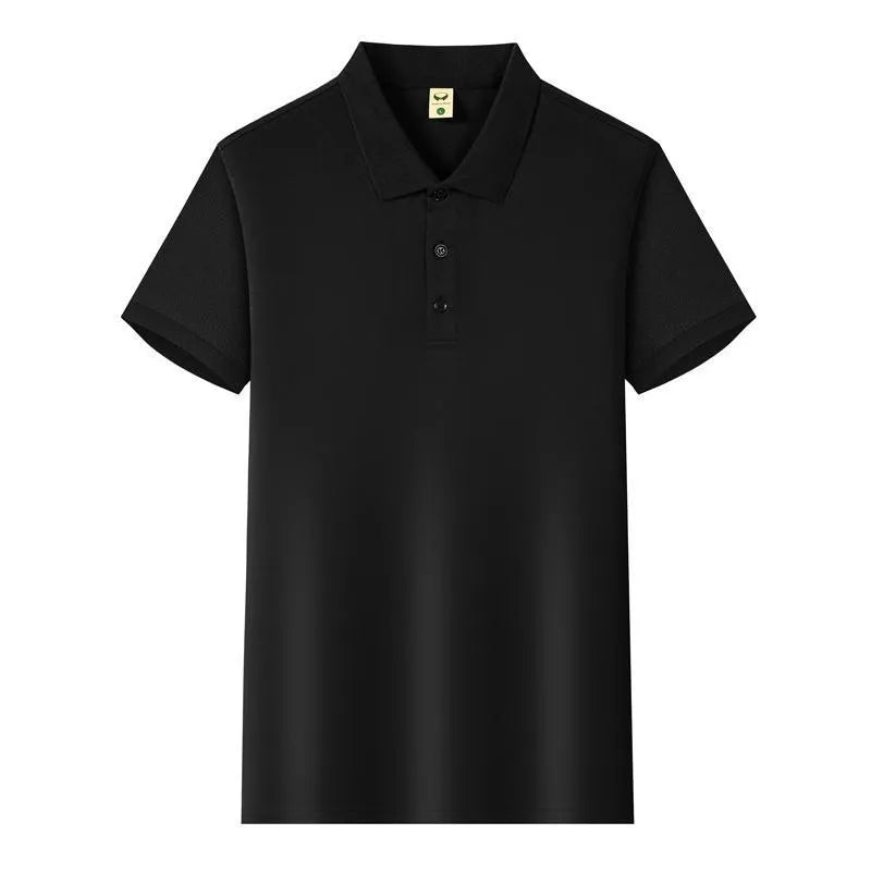 Ice Silk short sleeve lapel business shirt in multiple colours on a size chart background.