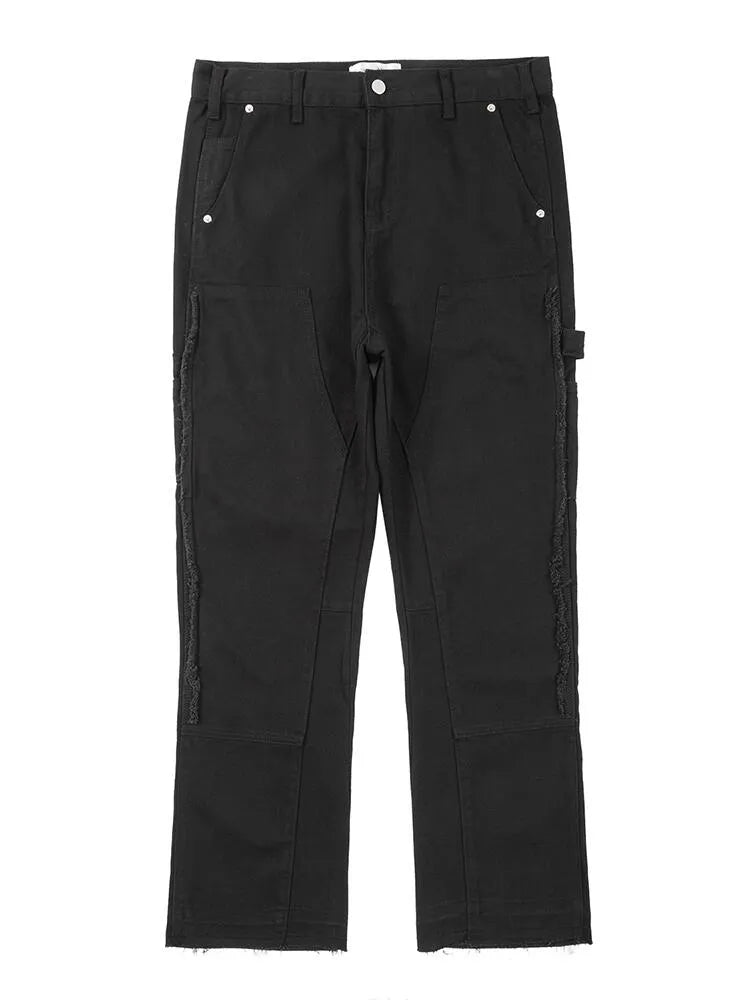High Street straight leg skinny jeans for men in black and white denim with mid-rise waist