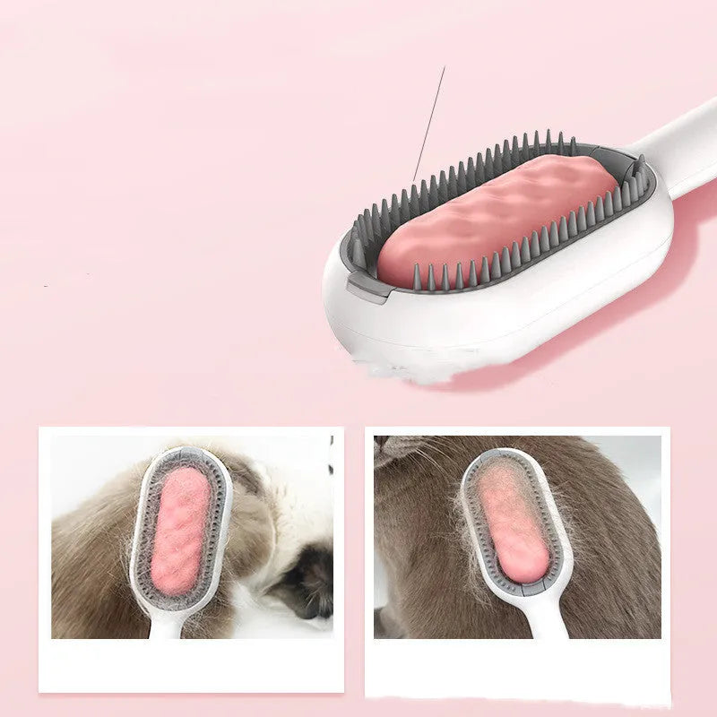 Green plastic pet hair removal comb with disposable wipes sticker for cats and dogs