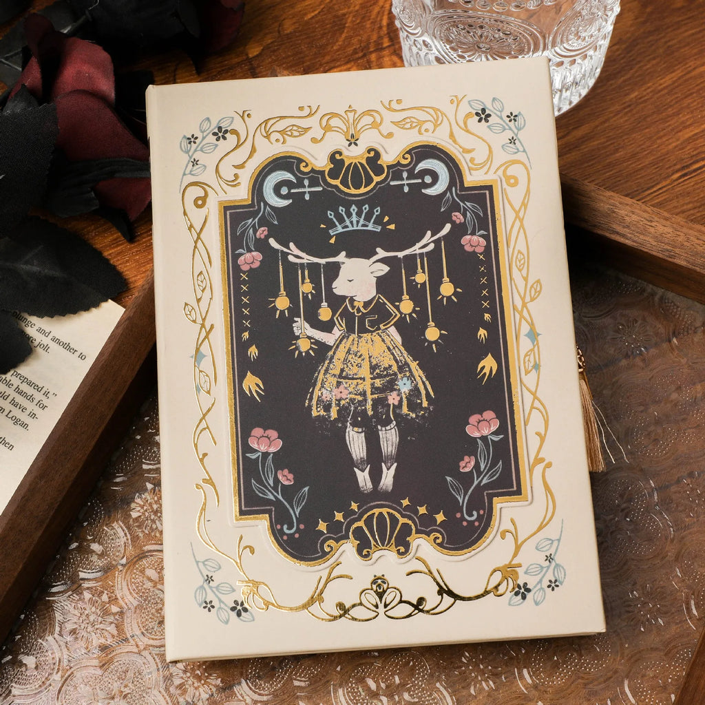 Retro Gothic style A5 notebook with animal theme cover, size 11.6 by 16.5 centimetres.