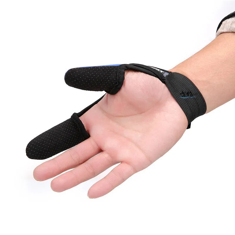 Two-finger fishing glove showing diving cloth back and microfiber palm in free size