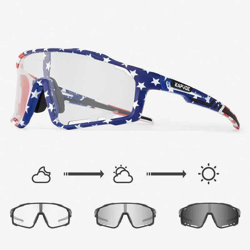 TR90 semi-rimless cycling sunglasses with photochromic lens in multiple colour options
