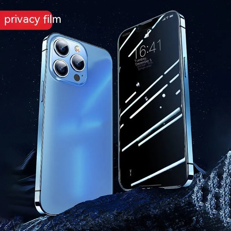 Tempered glass privacy screen protector for iPhone with separate sticker box.