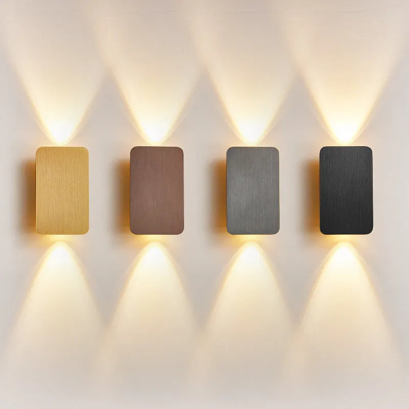 Minimalist modern LED wall lamp with Nordic design in metal construction showing two size options