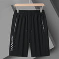 Quick-drying nylon sports shorts for men in black, loose fit, fifth-pants length, elastic waist