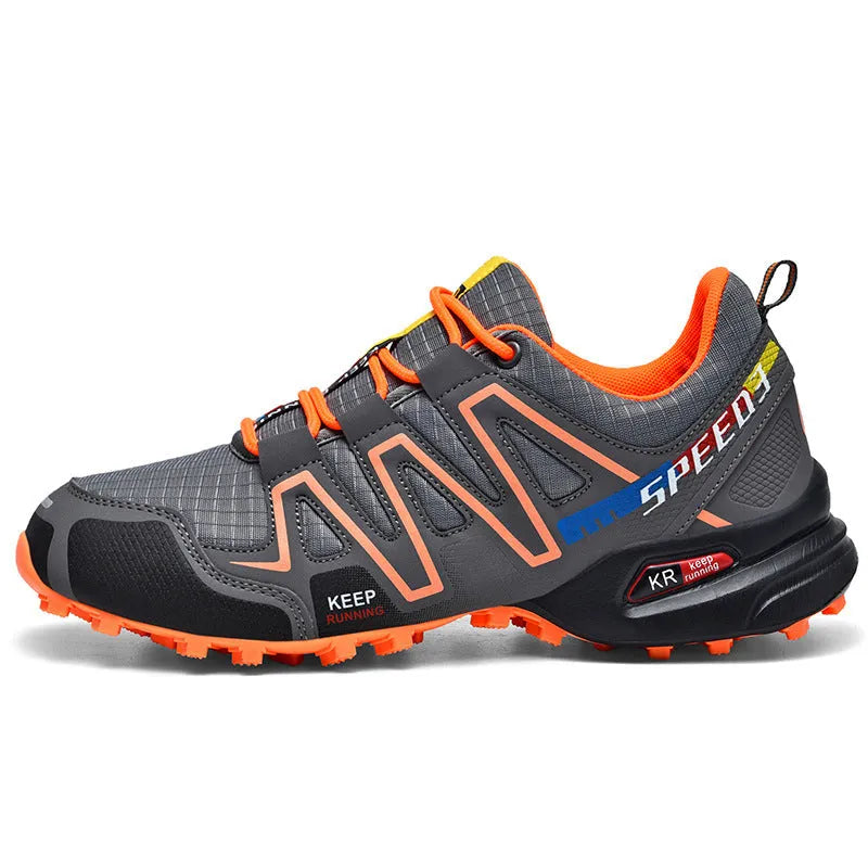 Men's plus size casual shoes in synthetic leather with mesh lining and rubber sole.