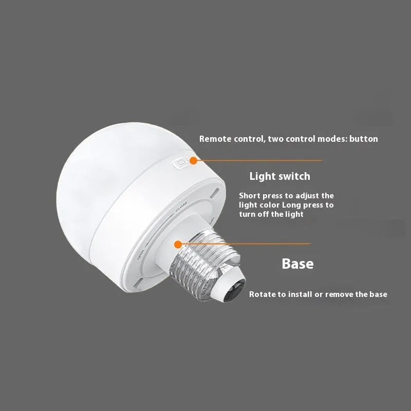 RGB rechargeable LED atmosphere bulb with remote control, 3.5W, E27 base, built-in lithium battery