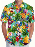 Men's floral pattern short sleeve shirt with loose cardigan fit for summer casual wear