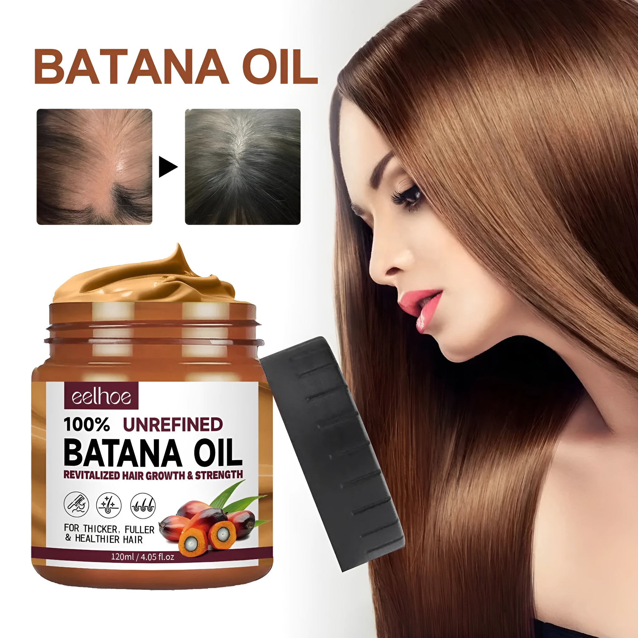 120ml bottle of Batana oil hair conditioner treatment for straightening and smoothing hair