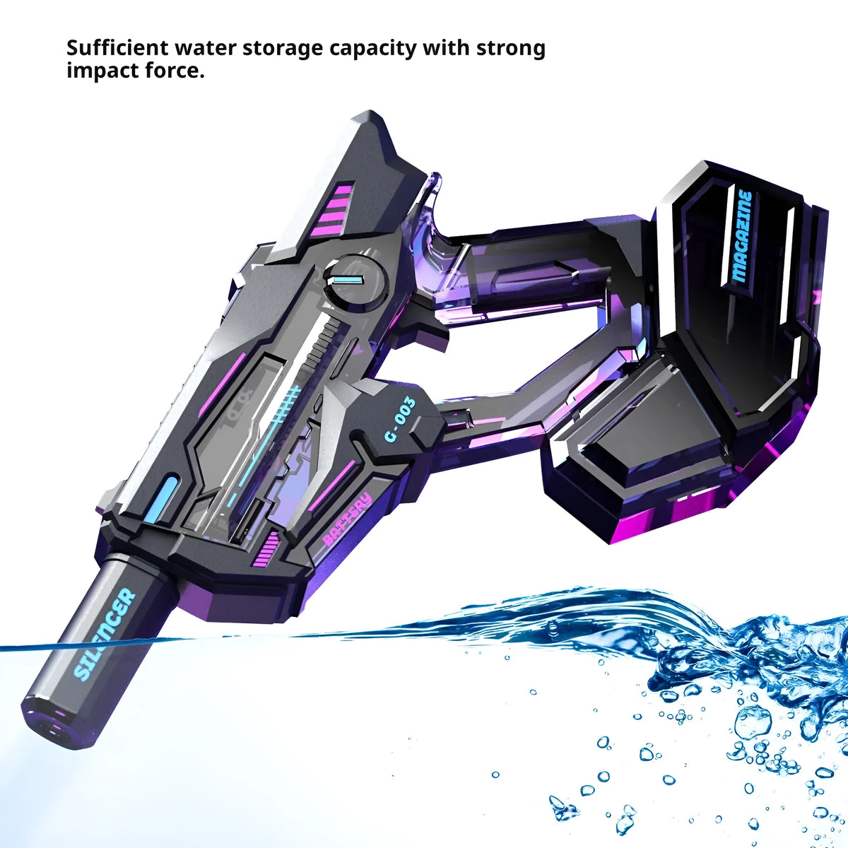 Electric continuous water gun in green plastic for teenagers outdoor summer water play