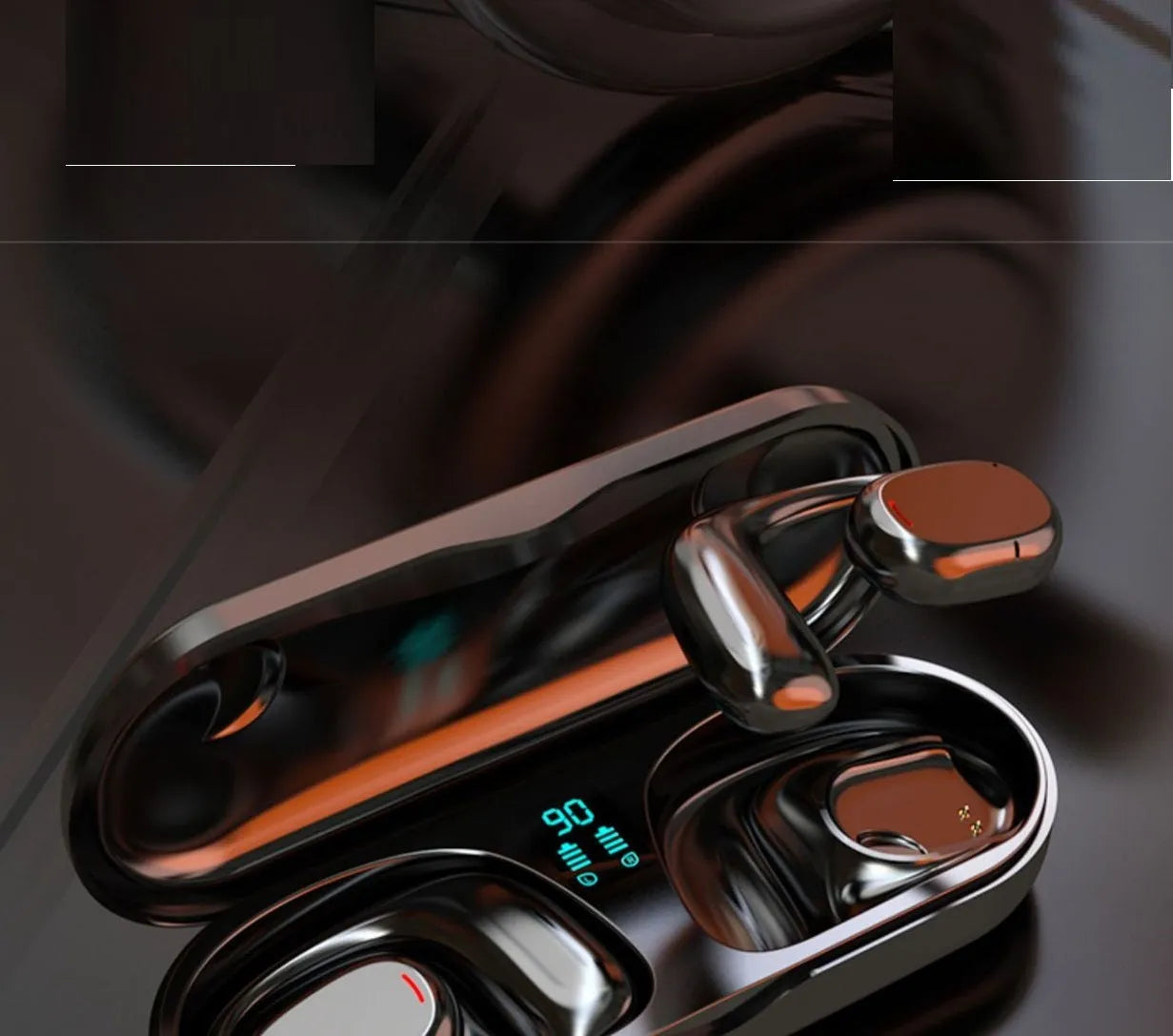 Black and white wireless earplug Bluetooth headphones with charging case