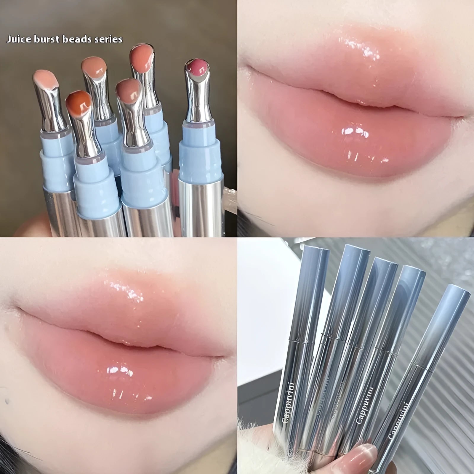 Mirror water light lip gloss lipstick in ice tones with glossy finish in 12.9 cm case