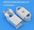 White 6A Type-C fast charging cable 1 metre length with TPE jacket