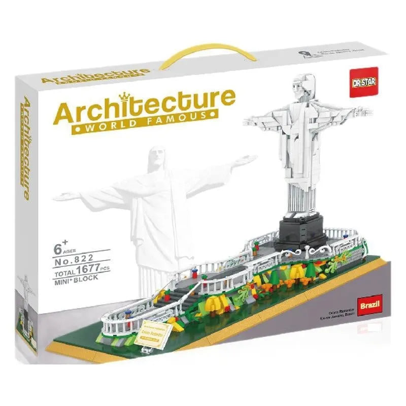 822 Brazil statue building blocks set 1677 small particle pieces in colour box