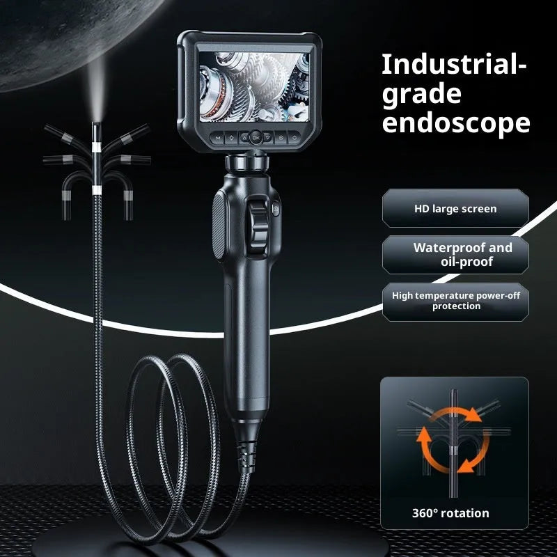 HD handheld camera with built-in screen for pipeline inspection and mobile phone repair, black and orange colour