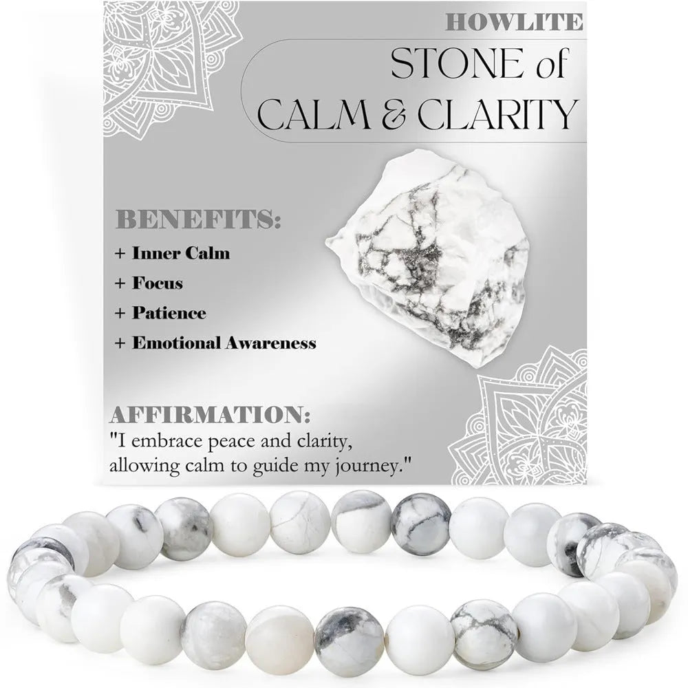Handmade geometric bracelet with 6mm natural agate beads on an adjustable strap.