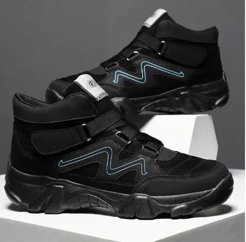 Men's classic black lace-up shoes with a rubber sole on a white background.