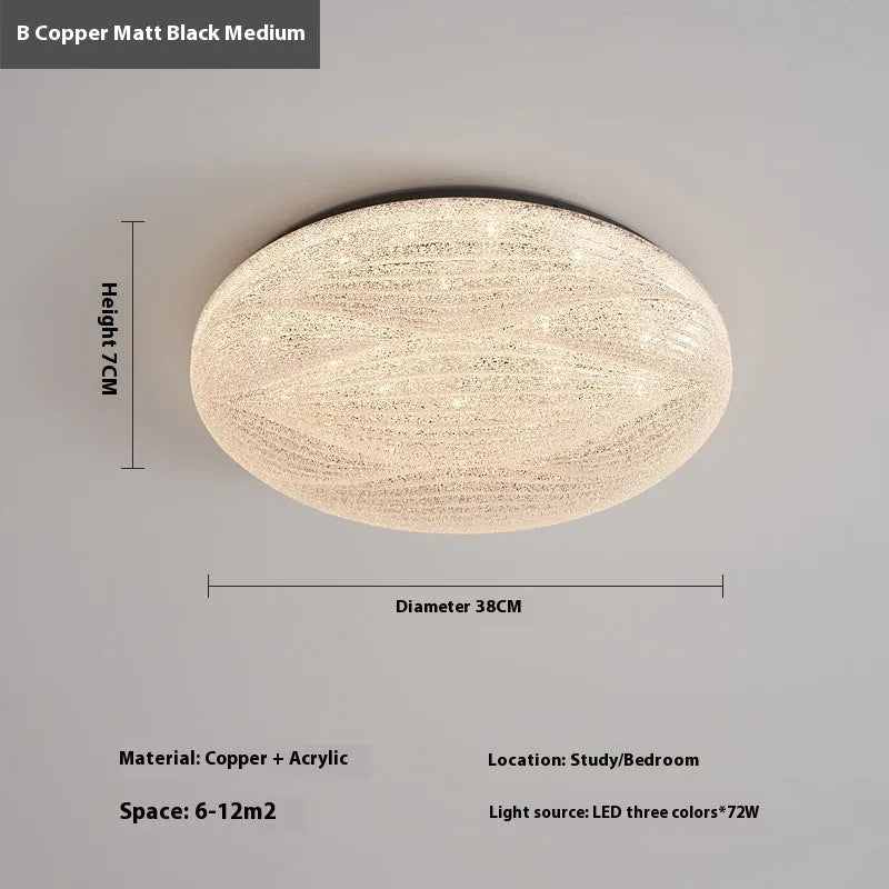 Modern copper round ceiling lamp for bedroom with multiple size options