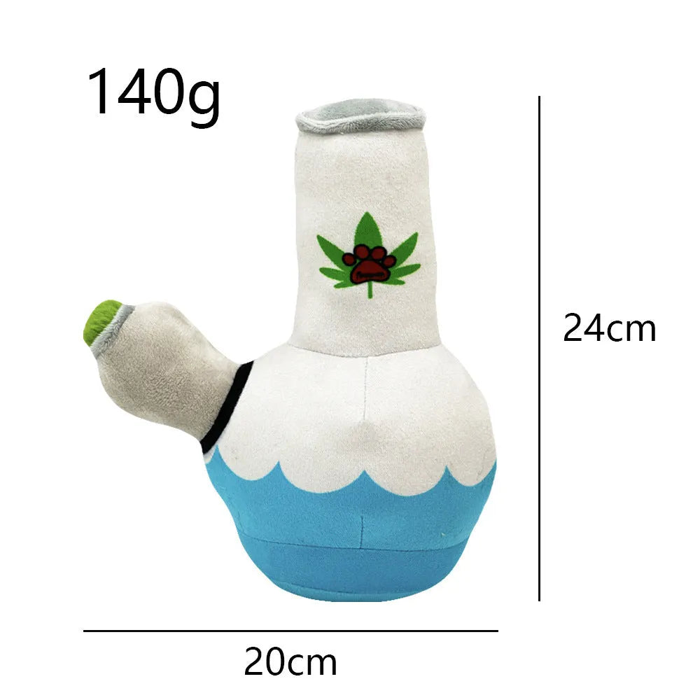 Colourful sounding kettle plush dog toy with picture-style pattern, 24 cm size