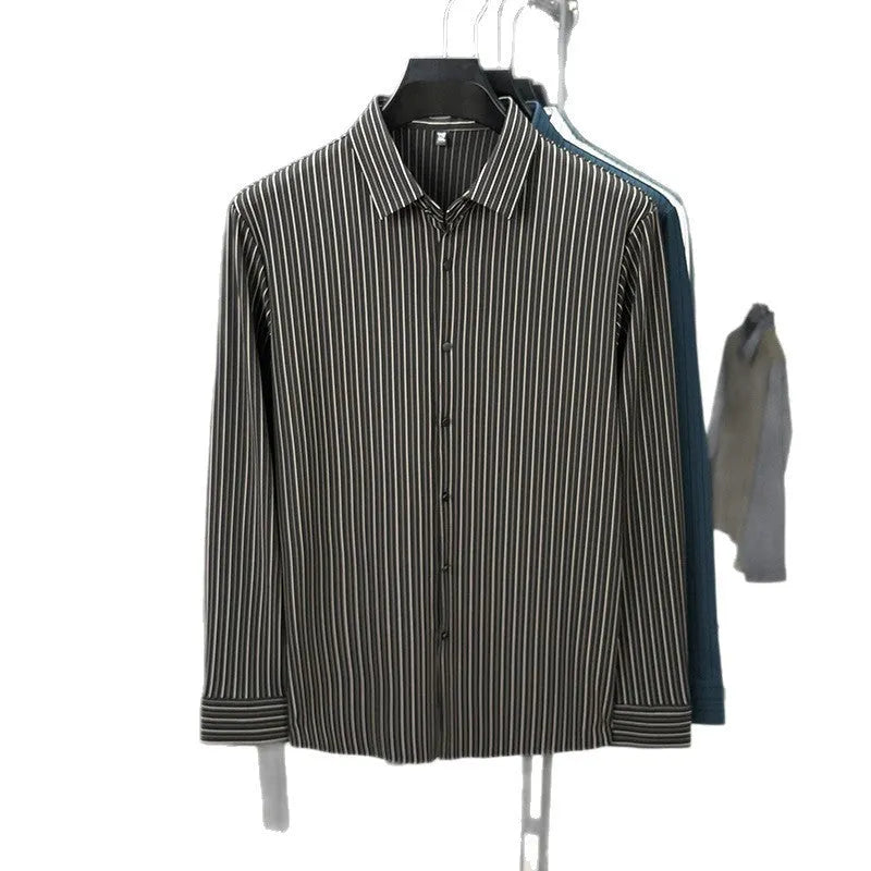 Vertical striped men's cardigan shirt in long sleeve, available in multiple colours and sizes spring autumn