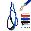Blue nylon pet harness with soft foam lining and adjustable chest strap for dog walking