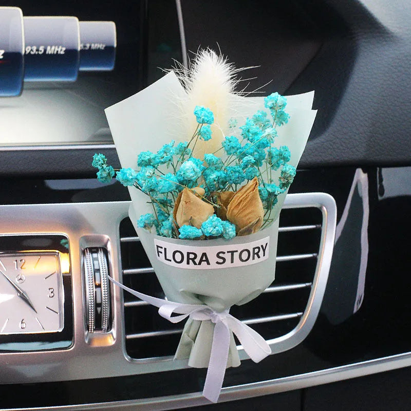 Mini dried flower bouquet for car vent attachment in multiple colour and style options