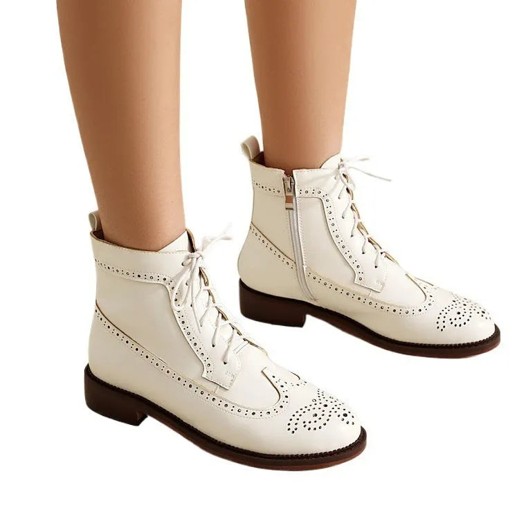 Women's chunky heel black classic mid-calf boots with ethnic pattern, rubber sole, and sizes 35-48