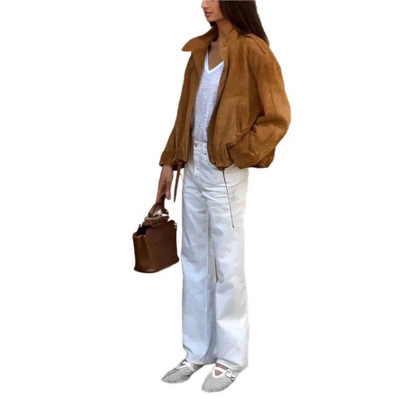 Men's retro solid colour loose fit polyester jacket showing front view
