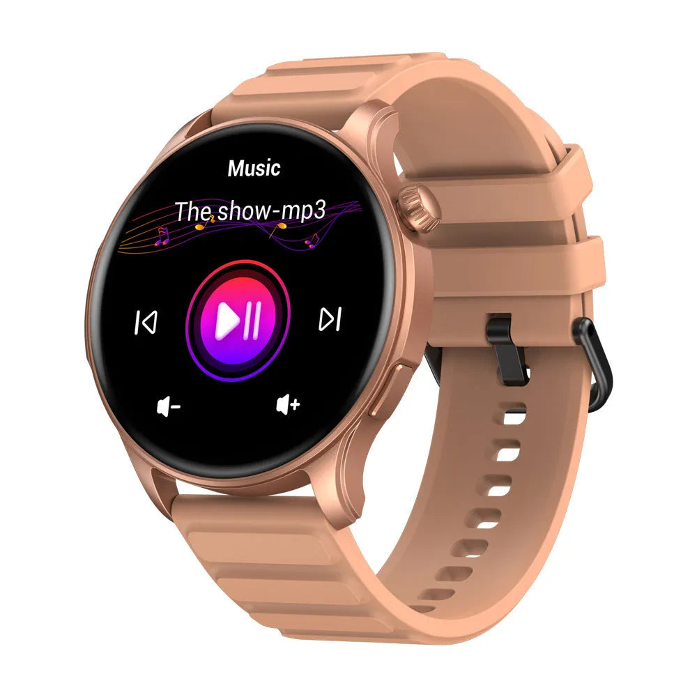 Btalk 3 Pro smart watch with AMOLED display showing health metrics, available in grey, pink and blue colours