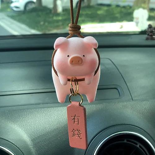 Cute cartoon pig resin figurine car dashboard decoration accessory.