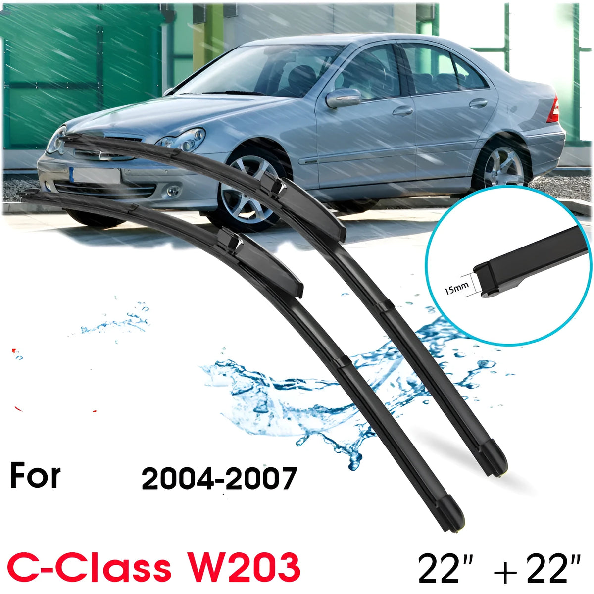 Pair of 22-inch natural rubber car front wipers for Mercedes CLK-Class windshield replacement
