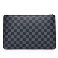 Men's soft PU leather clutch wallet with checkered pattern showing card slots and zipper pocket