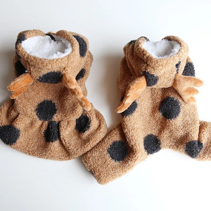 Polka dot elk design pet clothing for cats and dogs in skirt and four-legged styles