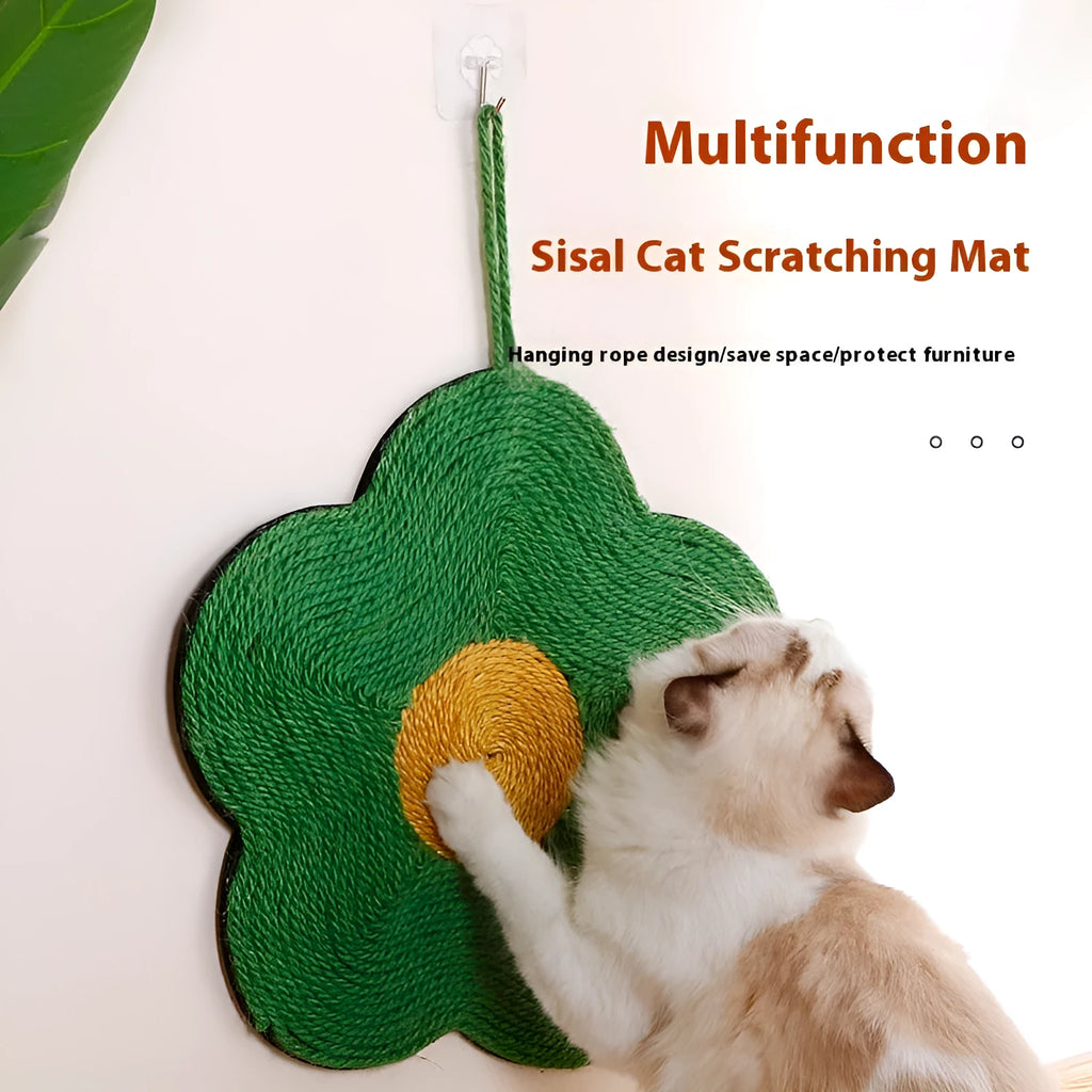 Sisal cat scratching board with wear-resistant surface in multiple colour options including dog and flower patterns