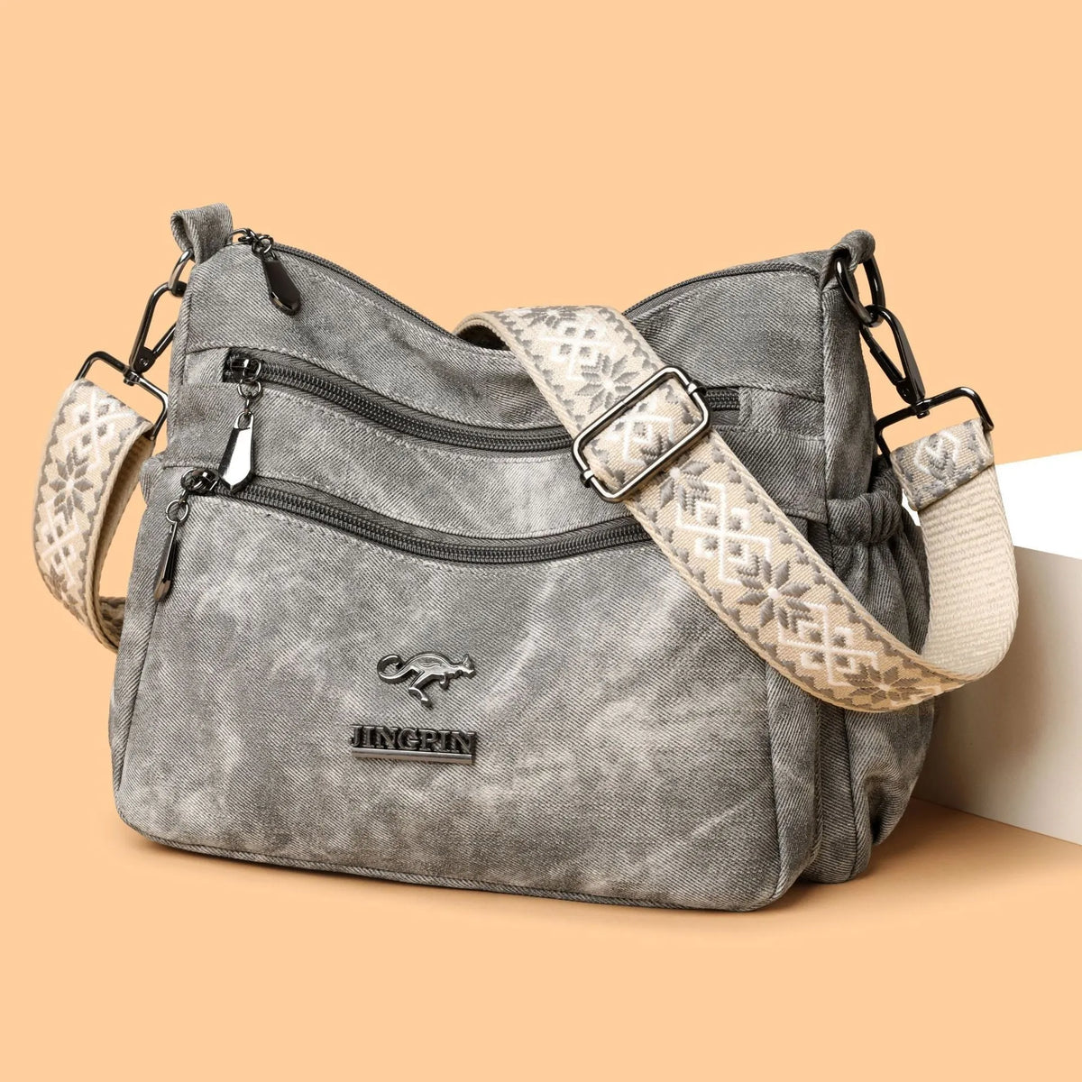 Fashion shoulder bag for women large capacity soft textured PU tote in contrast colours gray beige brown blue
