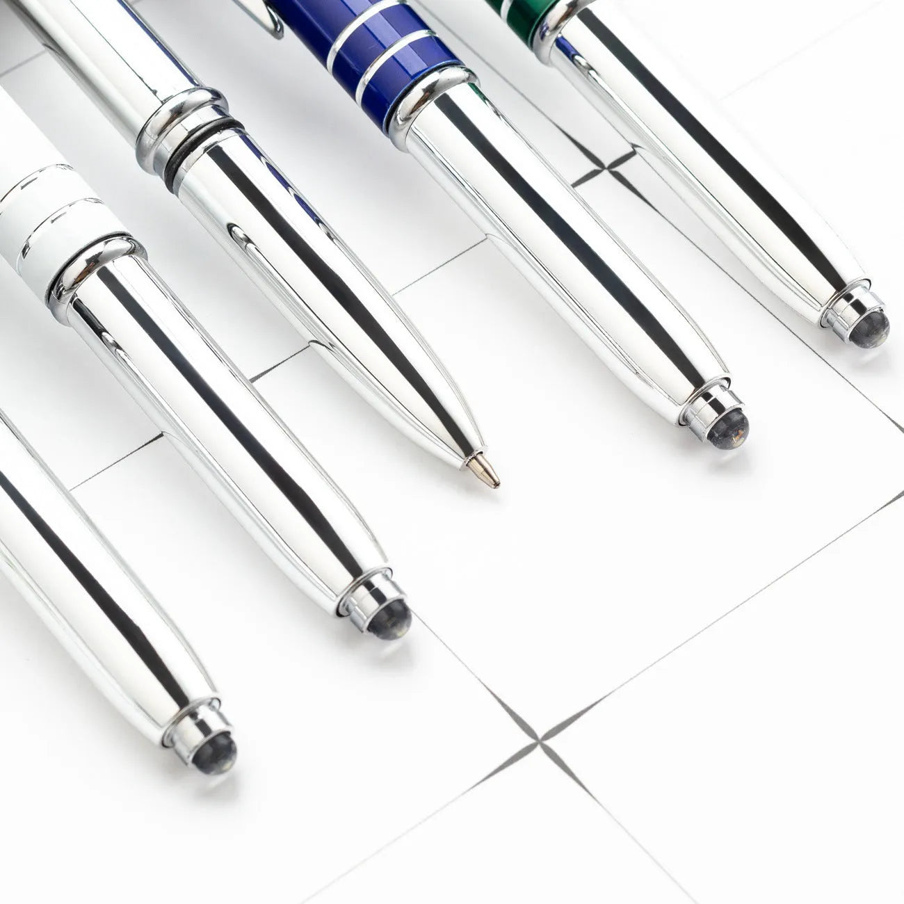 Multifunctional metal capacitive stylus pen with LED light in five colour options