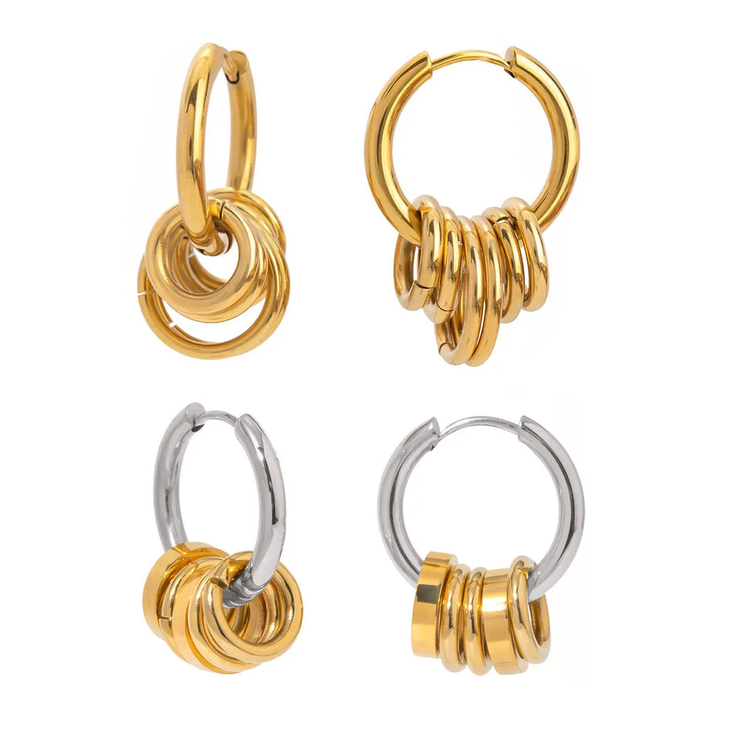 Stainless steel electroplated earrings in JDE2405019 colour matching unisex ins style jewellery