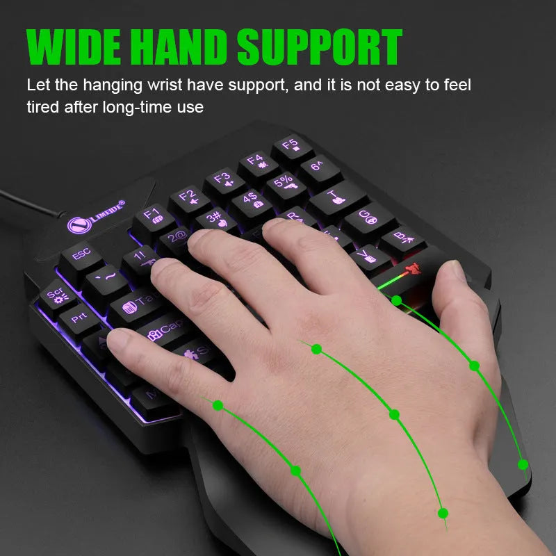 Luminous gaming mechanical keyboard mouse converter with GK103S one-handed keyboard and 1.2 metre USB cable